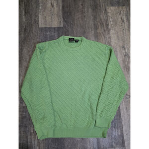 Jos A Bank Signature Green Cotton Knit Sweater XL Office Business Casual Preppy